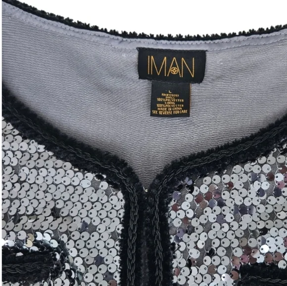 IMAN  Silver Tone Sequins Evening Women's Blazer - Picture 7 of 9